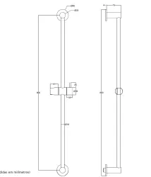 Waterevolution Flow glidstång 800 mm borstade mässing T1660LE