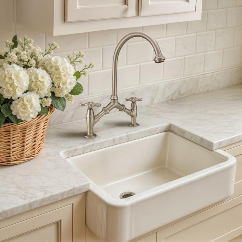 PB klassisk Nostalgisk klassisk kökskran i rostfritt stål med variabelt avstånd mellan hålen 18-25 cm, 2 hål, 1208954353