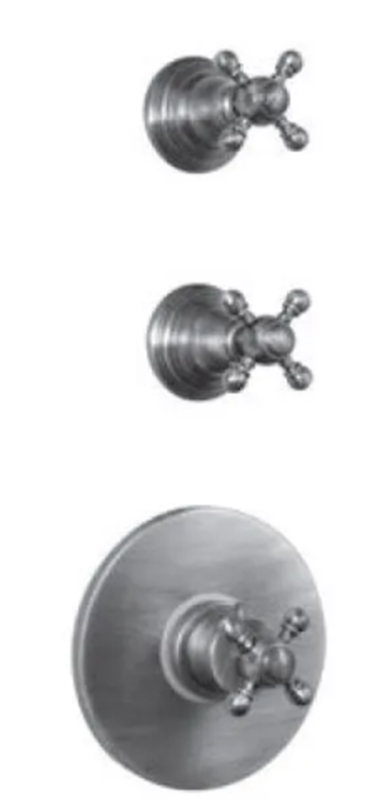 PB Classic nostalgisk inbyggd duschtemperaturregulator med 2 avstängningskranar i rostfritt stål-look