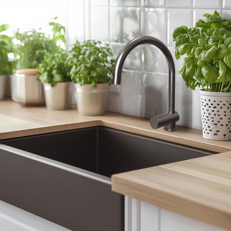 Waterevolution Flow köksblandare PVD Gun metal med utdragbar pip T155GME