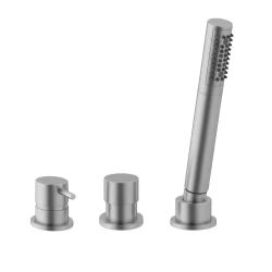 Waterevolution Flow 3-håls badblandare för badkarskantmontering rostfritt stål T138SBIE