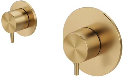 Waterevolution Flow inbyggd duschtermostat med 1 avstängningskran i borstat mässing