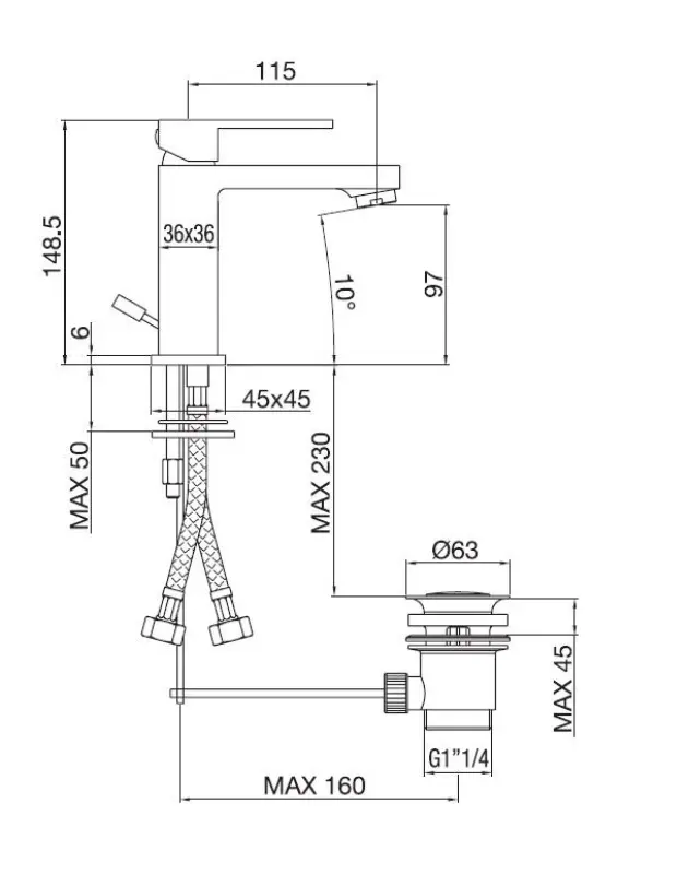 PB Kiki 1-håls tvättställsblandare matt svart