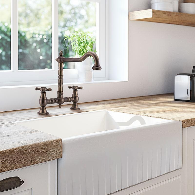 PB Nostalgisk Bronskökblandare mörk brons vinklad pip med stjärnhandtag 1208954667