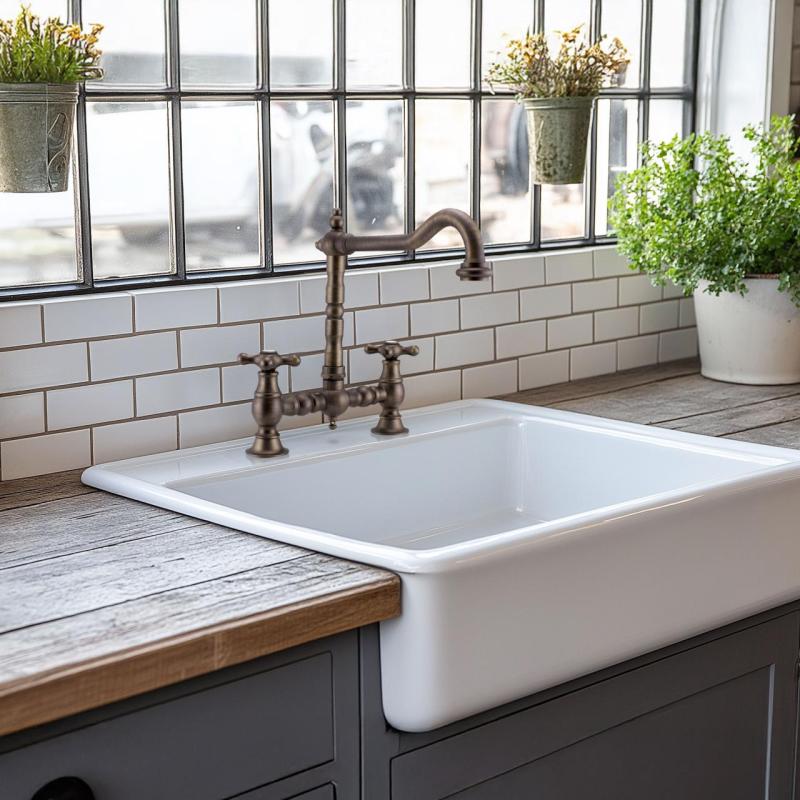 PB Nostalgisk Bronskökblandare mörk brons vinklad pip med stjärnhandtag 1208954667