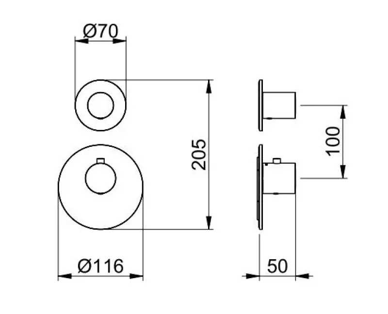 SB 316 AESTHETICS Rund Inbyggnadstermostat med 1 utgång / stoppventil PVD borstad koppar 1208954894