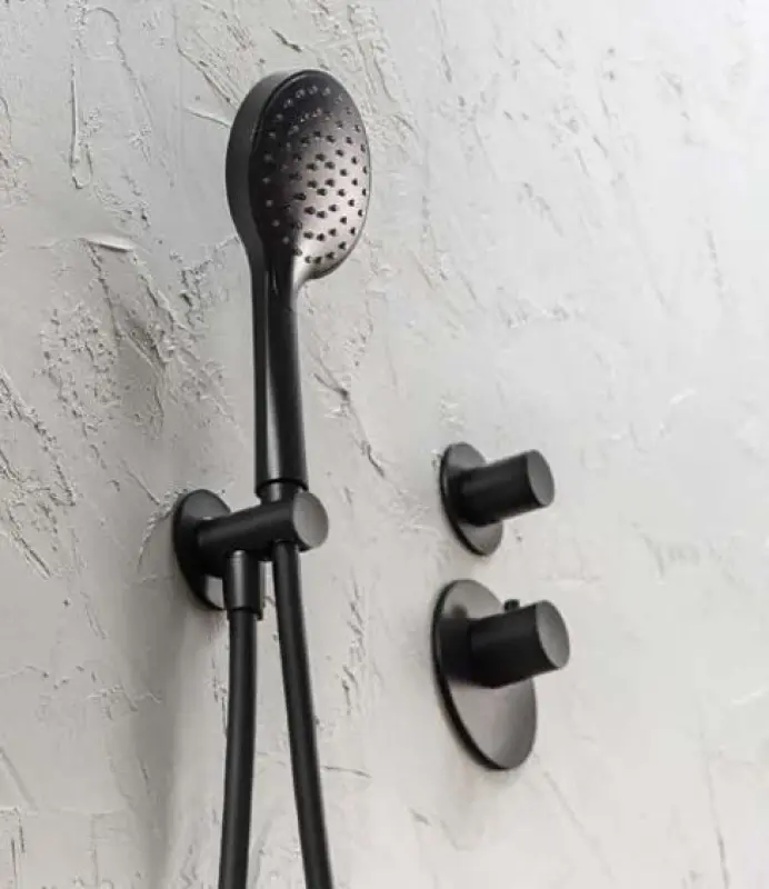 SB AESTHETICS Rund Infälld termostatblandare med 1 utgång / stoppventil matt svart 1208954898