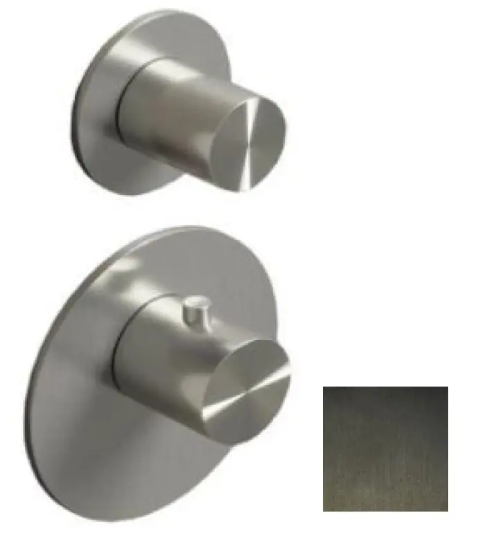SB 316 AESTHETICS Rund Inbyggnadstermostatkran med 2 utgångar / stopp-omkastningskran PVD gun metal borstad 1208954918