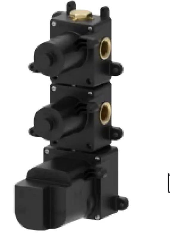 SB 316 AESTHETICS Rund Inbyggd termostatkran med 3 utgångar med omkastare och stoppkran PVD gun metal borstad 1208954952