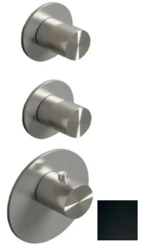 SB AESTHETICS Rund Inbyggd termostatblandare med 4 utgångar / 2x stopp-omkastarventil matt svart 1208954961