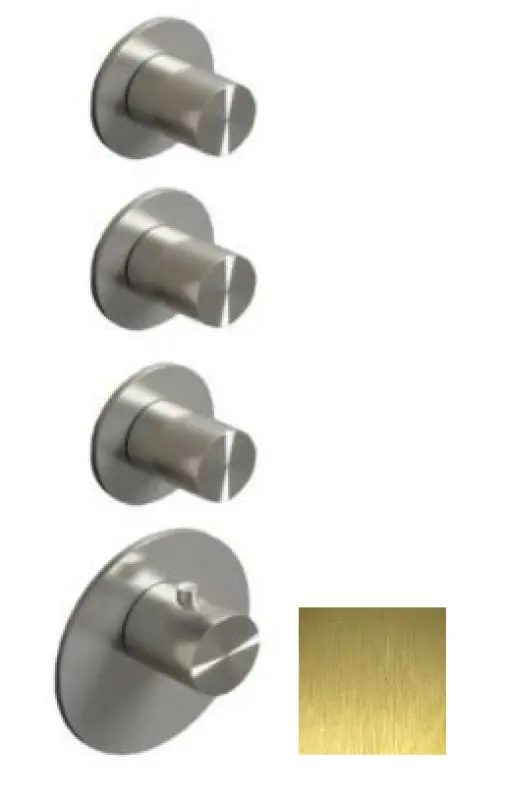 SB 316 AESTHETICS Rund Inbyggnadstermostatkran med 3 utlopp/ 3x stoppkran PVD borstad guld 1208954966