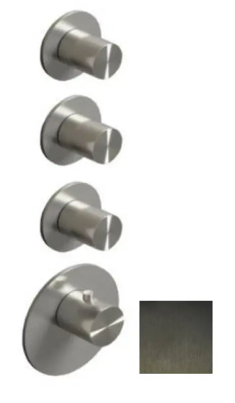SB 316 AESTHETICS Rund Inbyggnadstermostatkran med 3 utgångar/ 3x stoppkran PVD gun metal borstad 1208954967