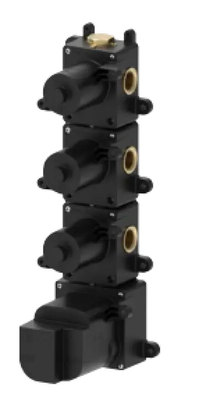 SB 316 AESTHETICS Rund Inbyggnadstermostatkran med 3 utgångar/ 3x stoppkran PVD gun metal borstad 1208954967