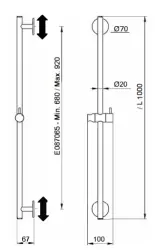 SB Rubinetterie Universale L 1000 Flexi Round duschstänger matt svart 1208955232