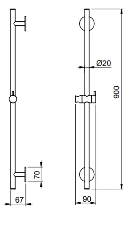 SB Rubinetterie Universale L900 duschstång PVD koppar 316 1208955240