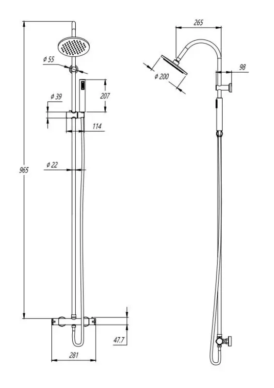 Aquadesign Orly duschset termostat med regndusch krom