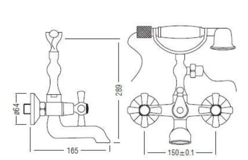 Aquadesign Marseille klassisk badkran med stjärnknoppar Brons inklusive handdusch