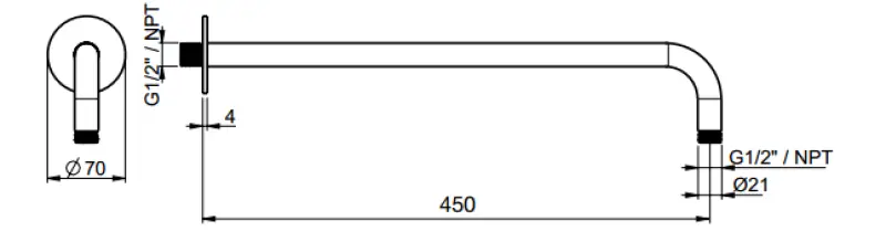 SB Round 316 väggduscharm rund 45 cm PVD koppar 1208955312