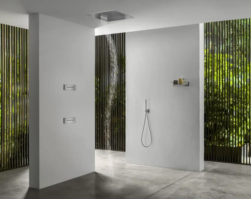 SB Square 316 Inbyggd takdusch med vågspray 38x38cm PVD koppar 1208955324