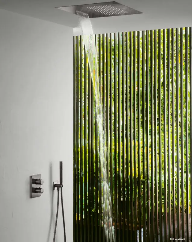 SB Square 316 Inbyggnadsregndusch med vågspray 38x38 cm PVD gun metal 1208955326