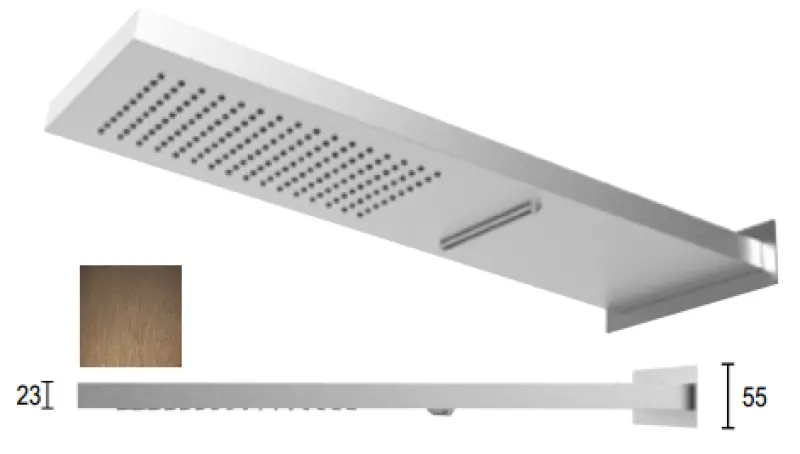 SB Square 316 Regndusch med vägganslutning och vattenfallsdusch PVD koppar 1208955330