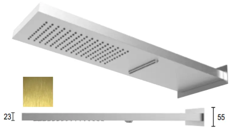 SB Square 316 Takdusch med vägganslutning och vattenfallsdusch PVD guld 1208955331