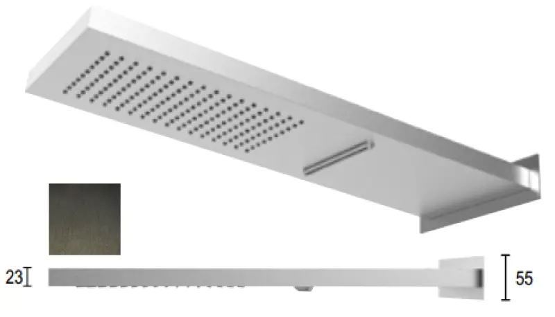 SB Square 316 Regndusch med vägganslutning och vattenfallsdusch PVD gun metal 1208955332