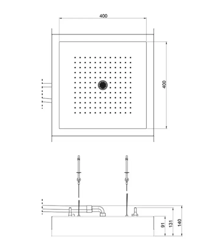 SB Rainbow Inbyggd Takmonterad Regndusch med Belysning, Helt i Rostfritt Stål 1208955373
