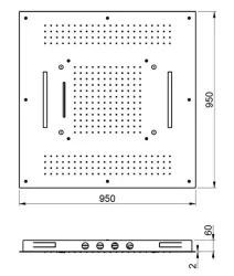 SB Square inbyggd regndusch med 4 stråltyper och kromoterapibelysning matt svart 1208955385