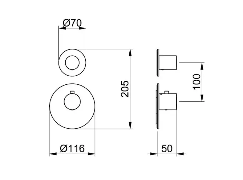 SB Round Duschset borstat rostfritt stål 316 inbyggd komplett