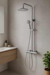 Aquadesign Valence påbyggnadsduschset termostat med regndusch krom
