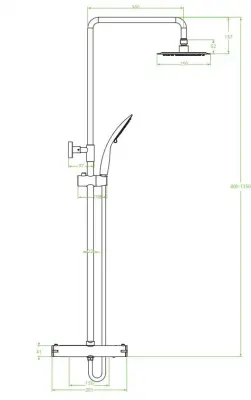 Aquadesign Valence påbyggnadsduschset termostat med regndusch krom