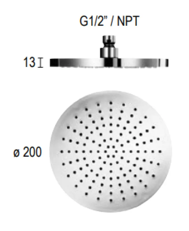 SB Rund Mässing Regndusch Huvuddusch 20 cm Matt Vit 1208955604