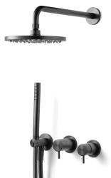 Waterevolution Flow inbyggd duschset med termostat regndusch och handdusch gun metal