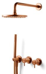 Waterevolution Flow inbyggd duschset med termostat regndusch och handdusch borstad koppar PVD