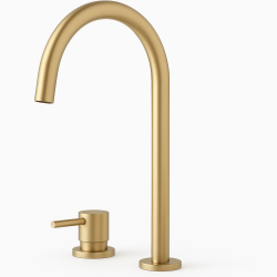Waterevolution Flow 2-håls tvättställsblandare med hög U 200 mm utlopp Light Gold T1122UWGE