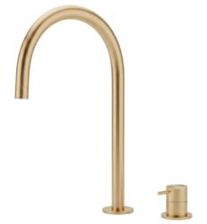 Waterevolution Flow 2-håls tvättställsblandare med hög U 200 mm utlopp Light Gold T1122UWGE