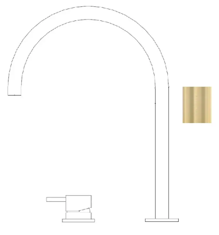 Waterevolution Flow 2-håls tvättställsblandare med hög U 200 mm utlopp Light Gold T1122UWGE