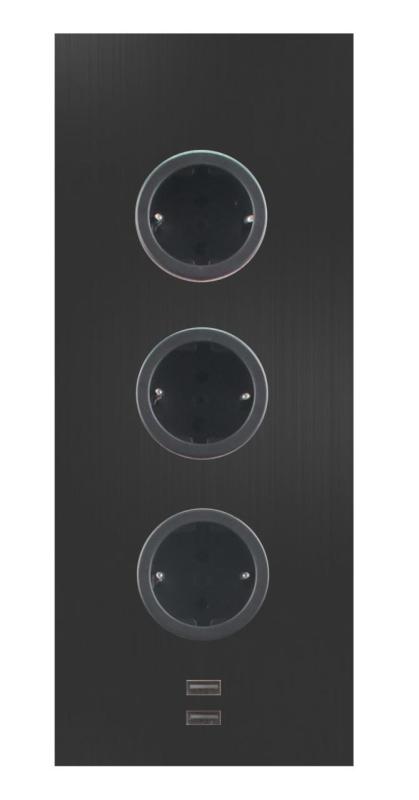 Indux Corner Energikolonn med 3 uttag Jordad och dubbel USB-A&amp;C-laddare Svart 1208955899