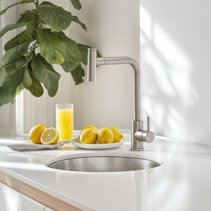 Quadri Cardiff köksblandare med utdragbar dusch med 2 stråltyper i rostfritt stål 1208955914