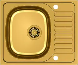 Aquadesign Rudolf Gyllene PVD Diskbänk 580x480mm Inbyggnad med Avdroppsställ, Omvändbar - 1208955926