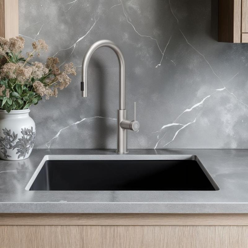 Quadri Retford köksblandare i rostfritt stål med utdragbar pip och sprayfunktion 1208956088