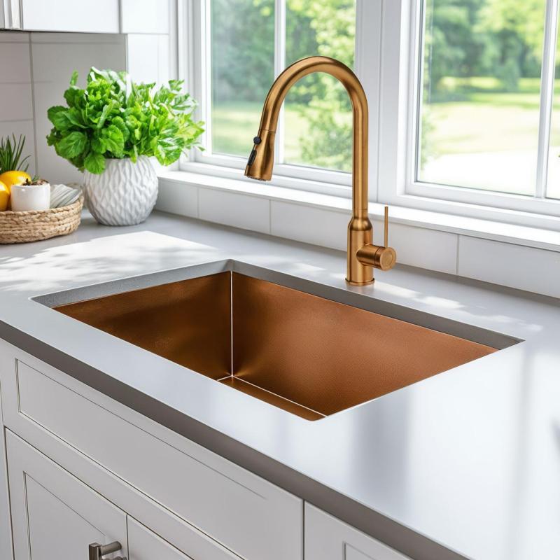 Quadri Stamford köksblandare i koppar med utdragbar pip och sprayfunktion 1208956094