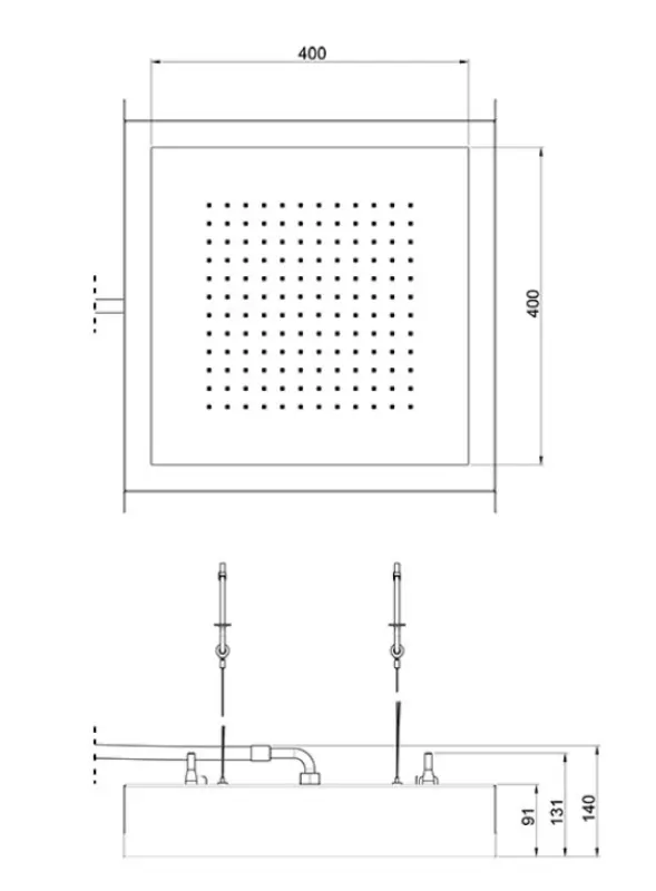 SB Rainbow inbyggd regndusch för takmontering med kromoterapibelysning, helt i rostfritt stål 1208956230