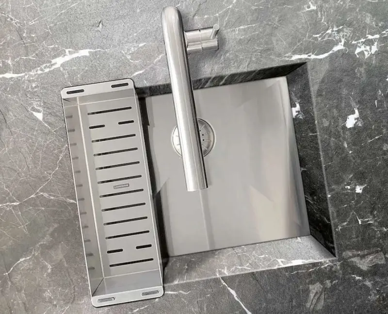 Lorreine 42WT arbetsbänk i rostfritt stål diskho 42x42 cm för inbyggnad i keramik eller natursten 1208956234