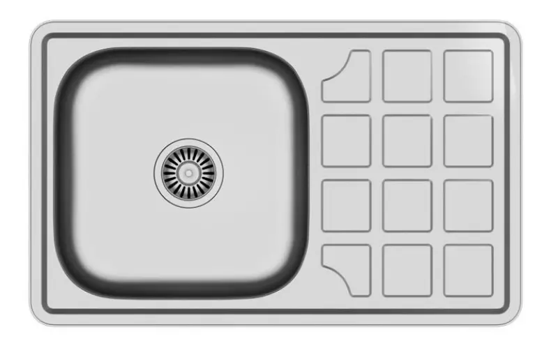 Aquadesign Basic rostfri diskho med avrinningsyta vändbar 78x48cm inbyggd 1208956286