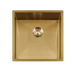 Lorreine 42WT-GOLD arbetsbänk rostfri diskho guld 42x42 cm för inbyggnad i keramik eller natursten