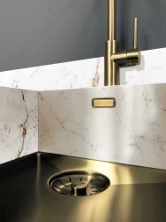 Lorreine 52WT-Guld arbetsbänk rostfri diskho guld 52x42cm för inbyggnad i keramik eller natursten