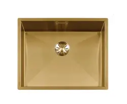 Lorreine 52WT-Guld arbetsbänk rostfri diskho guld 52x42cm för inbyggnad i keramik eller natursten