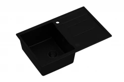 Quadri Sheffield svart granit infälld diskho med avrinning 78x50 cm och svart plugg